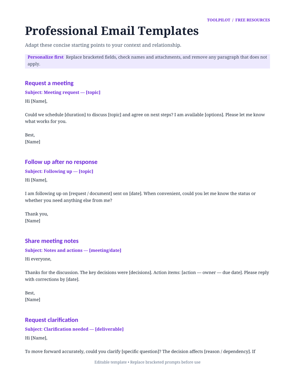 Vorlagen für professionelle E-Mails vorschau